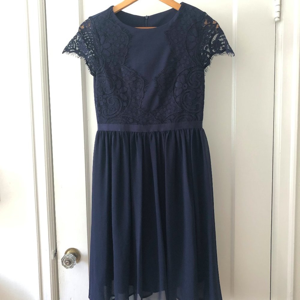 Navy Dress with Lace Details